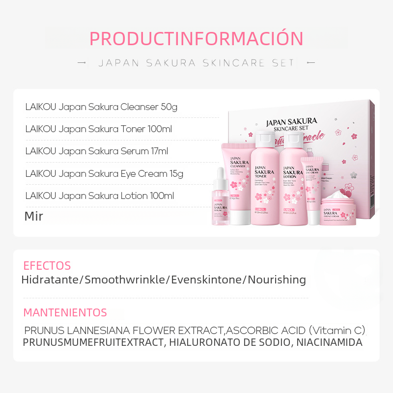 LAIKOU Cherry Blossom Skincare Set 6 Pieces