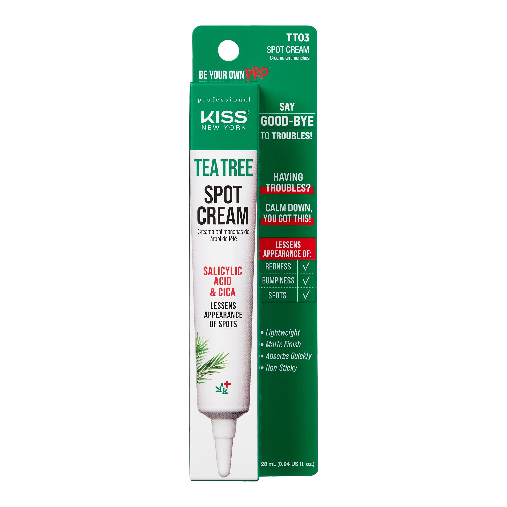 KISS New York Tea Tree Spot Cream Korean Skincare Lightweight Face Spot Cream for Blemishes